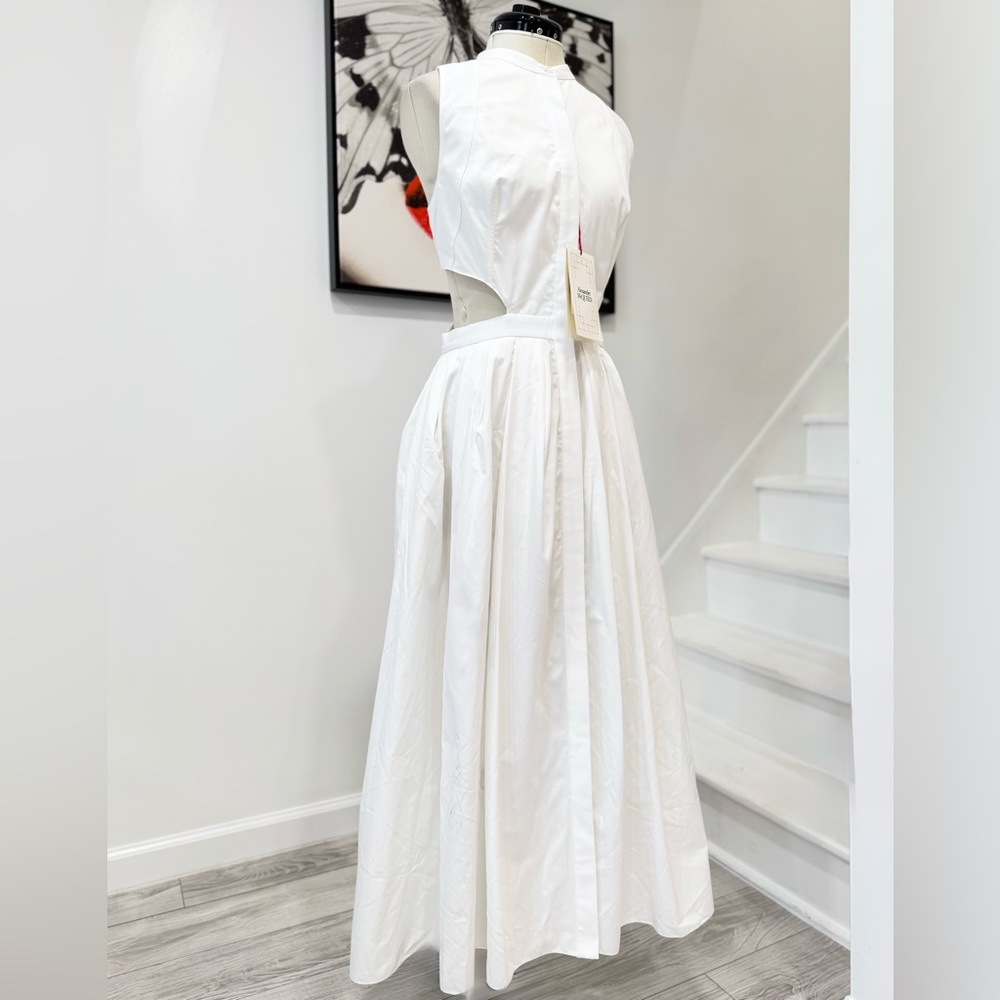 Alexander McQueen Cutout Poplin Midi Dress White XL - Picture 8 of 16